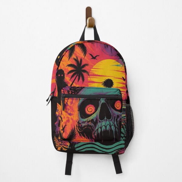 Item preview, Neon Psychedelic Horror Beach Skull Graphic Art designed and sold by ERODED SELF.