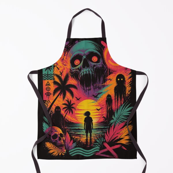 Item preview, Neon Psychedelic Horror Beach Skull Graphic Art designed and sold by ERODED SELF.