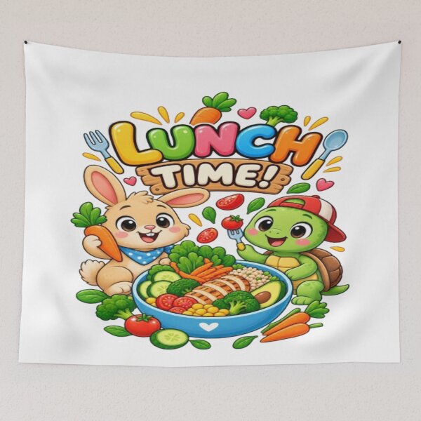 Item preview, Lunch Time Bunny and Turtle - Kids Healthy Meal designed and sold by ToonyTeez.