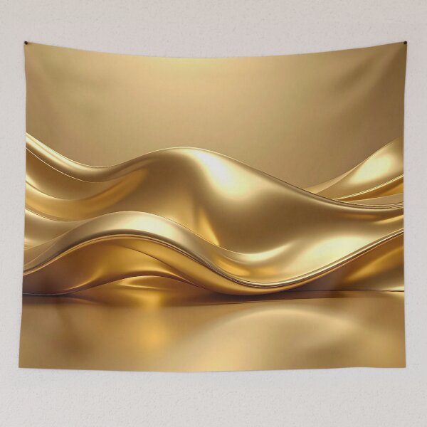 Item preview, Abstract Flowing Liquid Gold Wave Artwork designed and sold by BetweenForms.