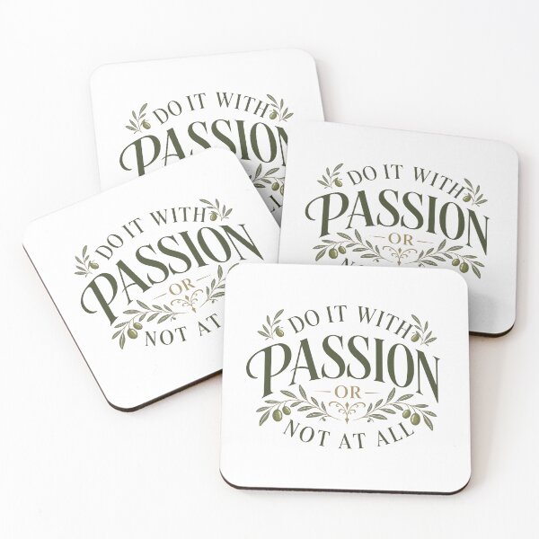 Item preview, Do It With Passion Or Not At All – Arched Typography with Olive Branch – Elegant Botanical Quote Art designed and sold by bobscraze.