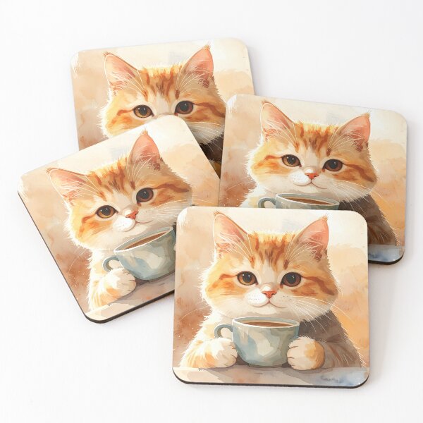 Item preview, Cozy Cat Holding Warm Coffee Mug Watercolor designed and sold by BetweenForms.