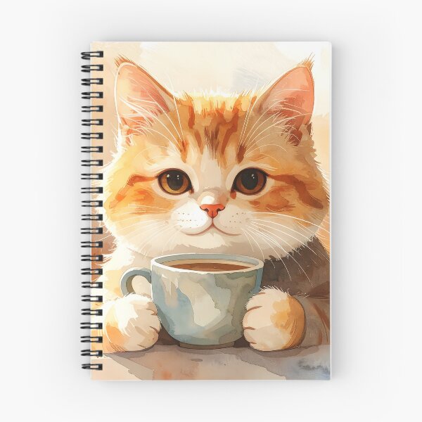Item preview, Cozy Cat Holding Warm Coffee Mug Watercolor designed and sold by BetweenForms.