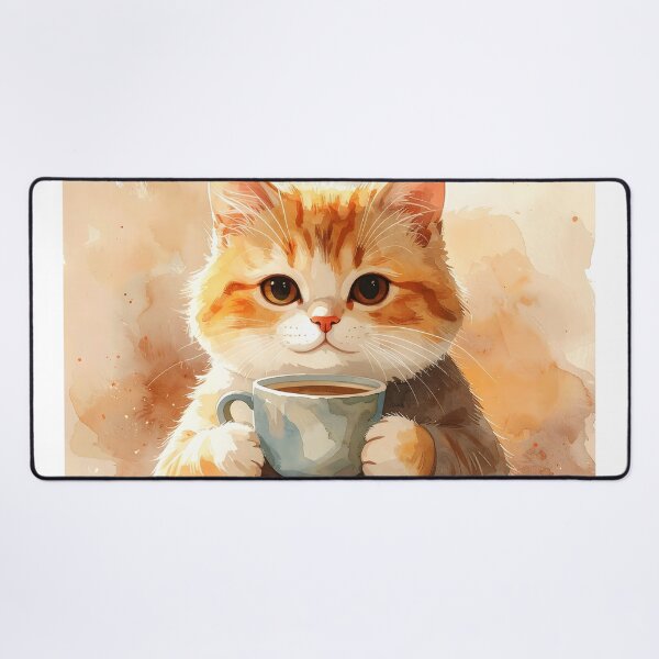 Item preview, Cozy Cat Holding Warm Coffee Mug Watercolor designed and sold by BetweenForms.
