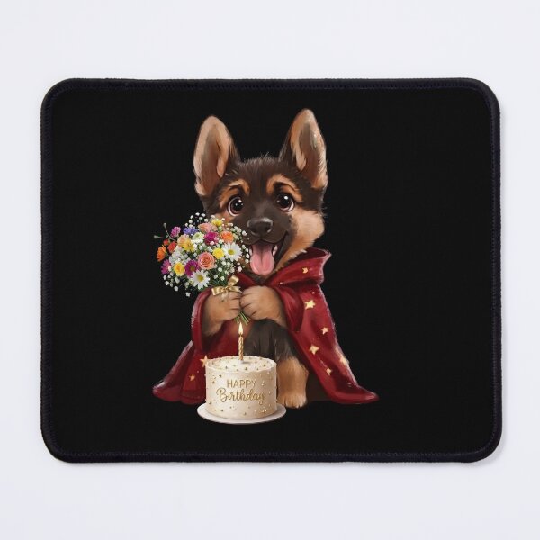 Item preview, Cute German Shepherd Puppy Happy Birthday with Flowers designed and sold by SilentFlower.