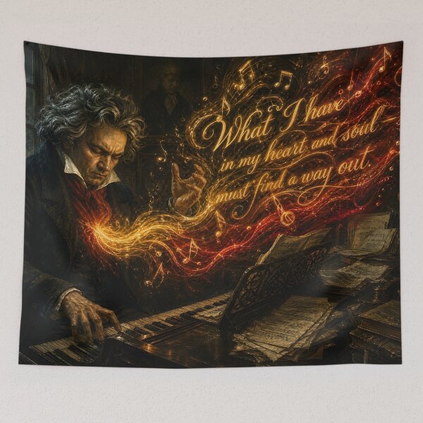 Item preview, Beethoven Quote: What I have in my heart and soul - Dark Academia Classical Music Emotional Art designed and sold by DoReMiStudio.