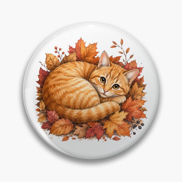 Item preview, Orange Tabby in Autumn Leaves | Cozy Fall Cat designed and sold by PAPIRO SIGLO XXI.