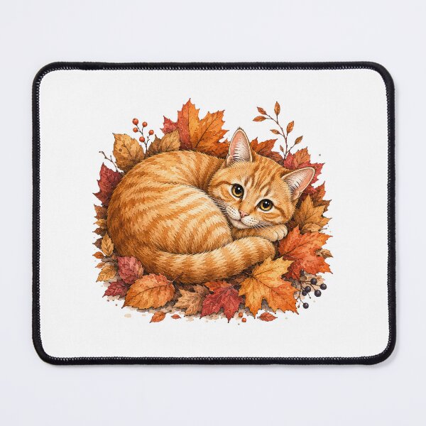 Item preview, Orange Tabby in Autumn Leaves | Cozy Fall Cat designed and sold by PAPIRO SIGLO XXI.