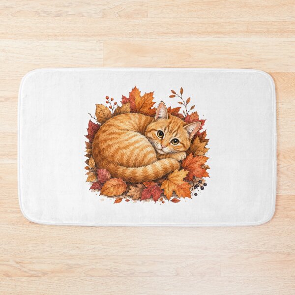 Item preview, Orange Tabby in Autumn Leaves | Cozy Fall Cat designed and sold by PAPIRO SIGLO XXI.