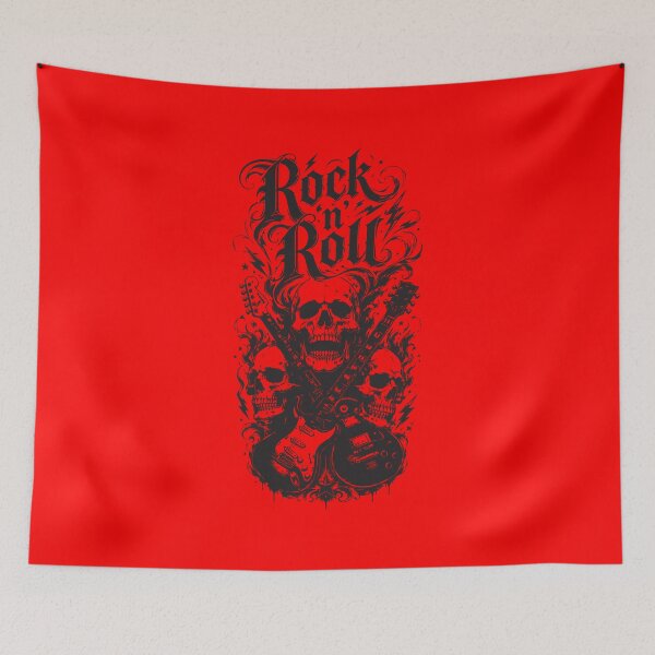 Item preview, Rock N Roll Skulls and Guitars - Black and White Tattoo Design designed and sold by Roadkill Creations.