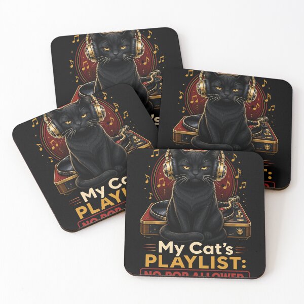 Item preview, Cat DJ Playlist No Pop Vinyl Record Headphones designed and sold by Feral Feline.