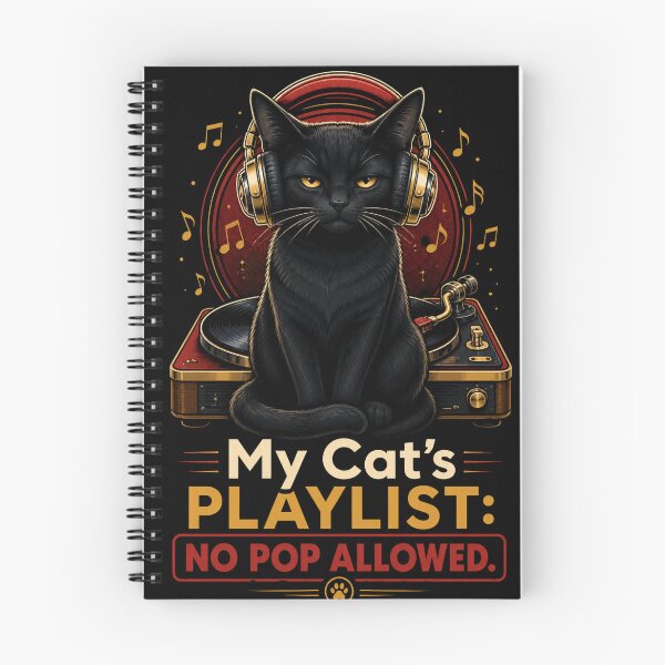 Item preview, Cat DJ Playlist No Pop Vinyl Record Headphones designed and sold by Retro Rascals Co..