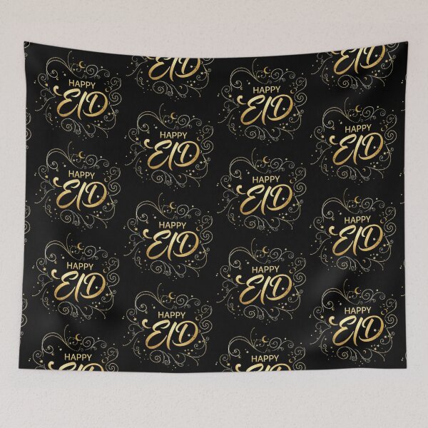 Item preview, "Happy Eid" Golden Calligraphy with Elegant Flourishes designed and sold by D-Islamic.