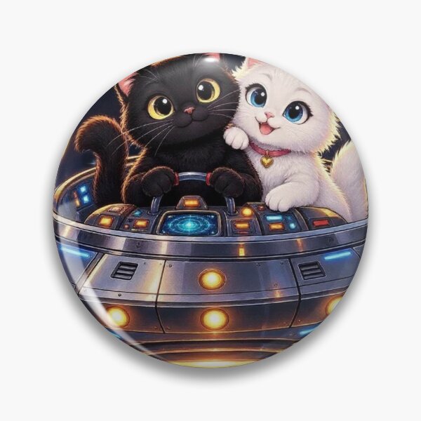 Item preview, Cute Space Cats Flying UFO Black And White Kitten Flying Saucer Galaxy Art designed and sold by BLUESKY11a.