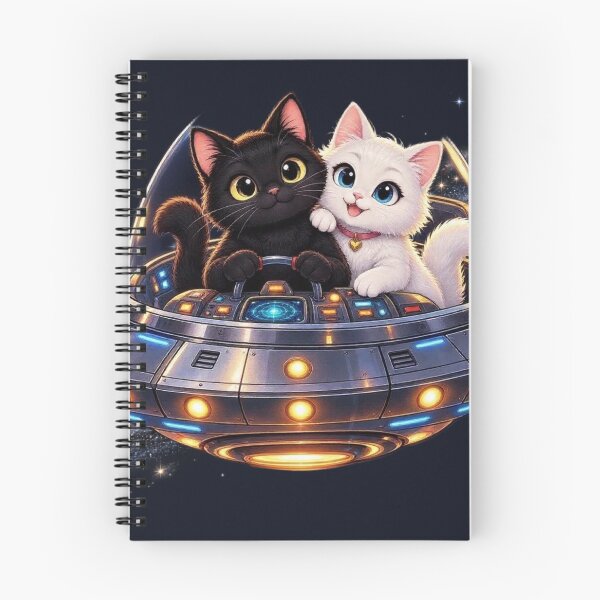 Item preview, Cute Space Cats Flying UFO Black And White Kitten Flying Saucer Galaxy Art designed and sold by BLUESKY11a.
