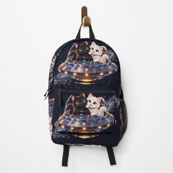 Item preview, Cute Space Cats Flying UFO Black And White Kitten Flying Saucer Galaxy Art designed and sold by BLUESKY11a.