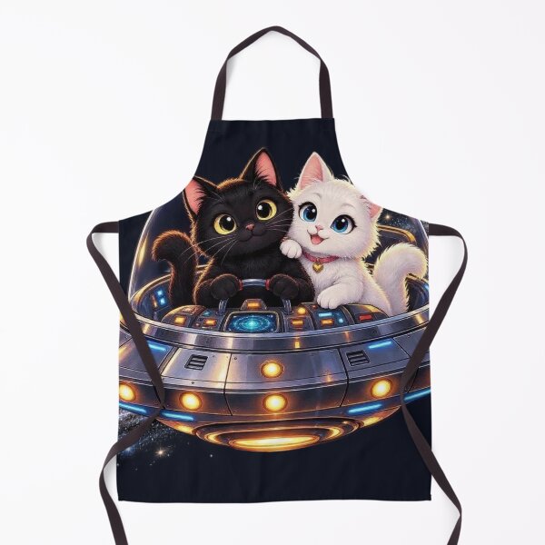 Item preview, Cute Space Cats Flying UFO Black And White Kitten Flying Saucer Galaxy Art designed and sold by BLUESKY11a.