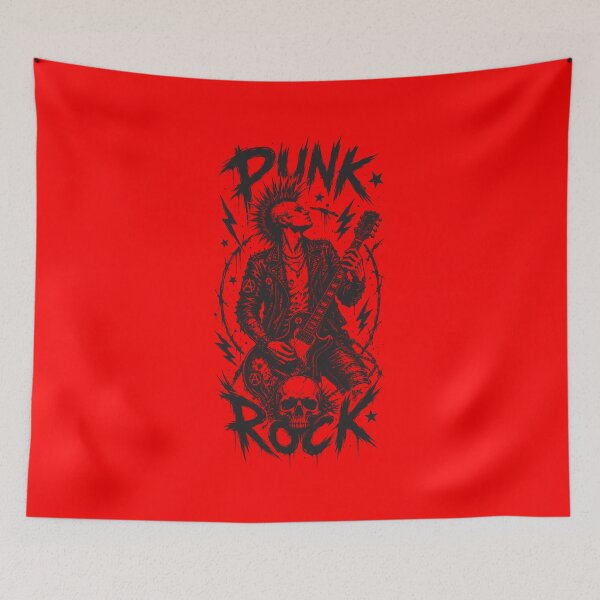 Item preview, Punk Rock Guitarist and Skull - Red and Black Design designed and sold by Roadkill Creations.