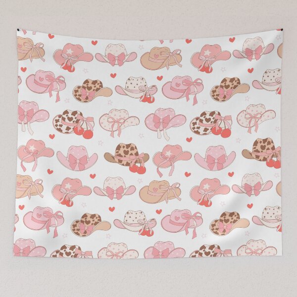 Item preview, Pink Coquette Cowgirl Hats & Cherries Pattern designed and sold by MiaBellaGirl.