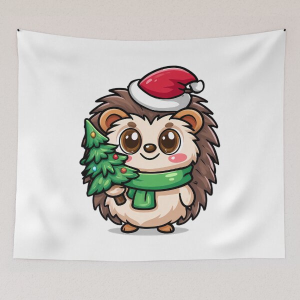 Item preview, Fluffy Christmas Hedgehog Mascot designed and sold by Retro Whimsy.