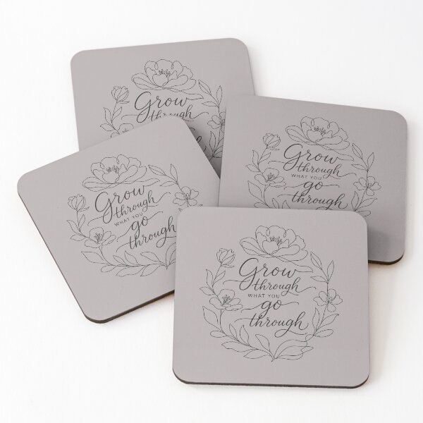 Item preview, Grow Through What You Go Through – Continuous Line Floral Bloom – Empowerment Cursive Quote Art designed and sold by bobscraze.