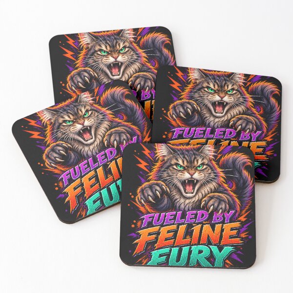 Item preview, Feline Fury Aggressive Cat 80s Synthwave T-Shirt designed and sold by Retro Rascals Co..
