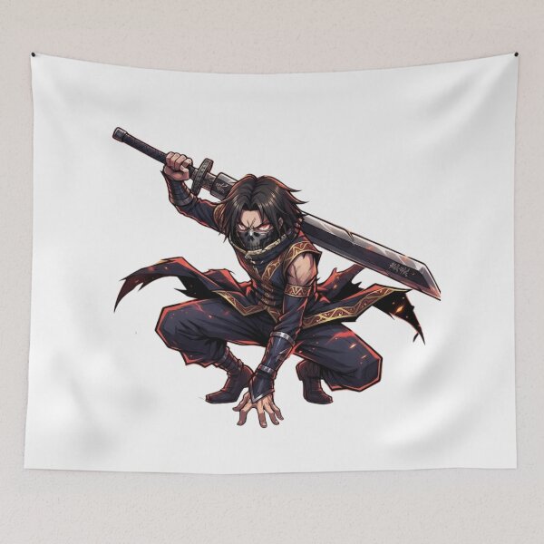 Item preview, Dark Anime Ninja Samurai Warrior with Katana Sword designed and sold by FreakToons.