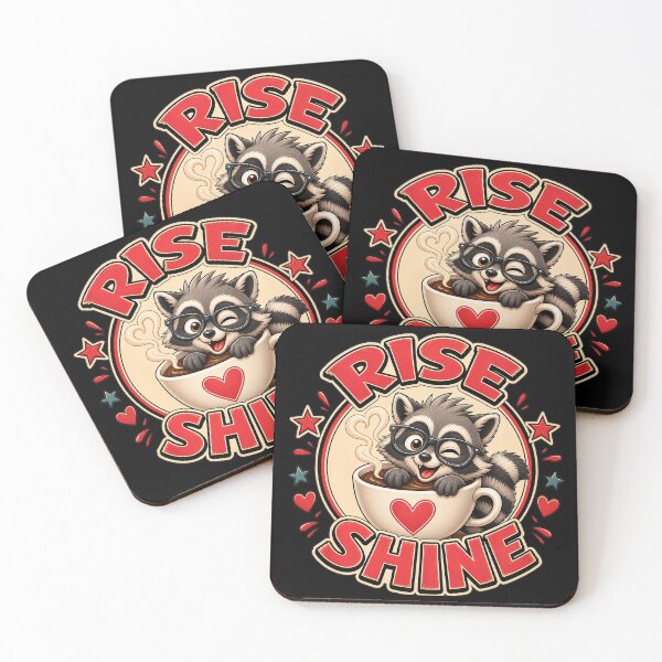 Item preview, Rise & Shine Raccoon Coffee Lover Illustration designed and sold by LinaDesign Store.