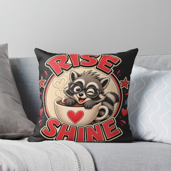 Item preview, Rise & Shine Raccoon Coffee Lover Illustration designed and sold by LinaDesign Store.