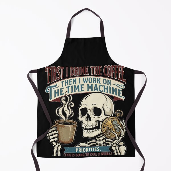 Item preview, ⁠First I Drink The Coffee Skeleton Time Machine designed and sold by KeySeen.