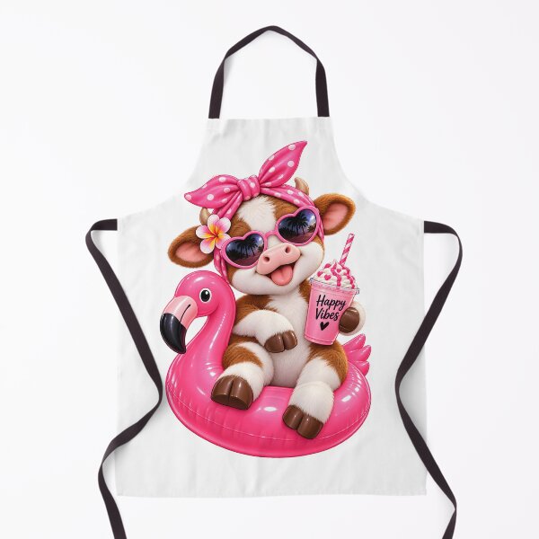 Item preview, Cute Vacation Cow with Pink Flamingo designed and sold by TinyWeird.