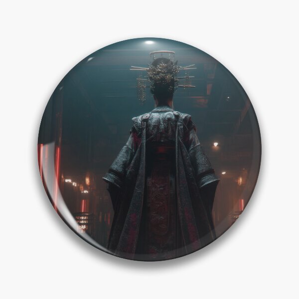 Item preview, Sci-Fi Chinese Empress Wall Art, Neon Imperial Palace Poster designed and sold by AetherianArchive.