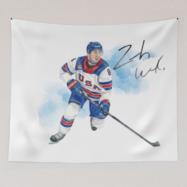 Item preview, Hockey Player #9 Watercolor Painting & Autograph designed and sold by Cucuzeus.