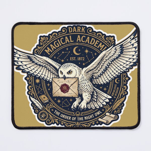 Item preview, Dark Magical Academy Snowy Owl Acceptance Letter Crest Art designed and sold by KreonaTime.