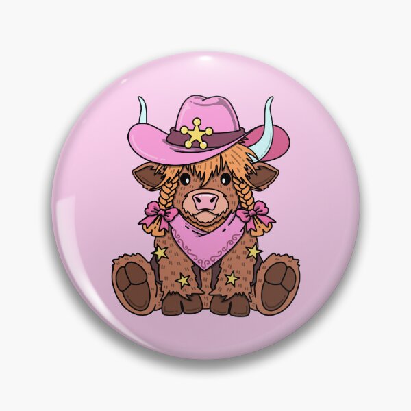 Item preview, Vaquera de las Tierras Altas del Oeste con sombrero de vaquero rosa y lazos. designed and sold by MiaBellaGirl.