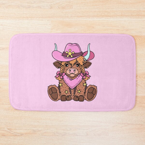 Item preview, Western Highland Cow Girl in Pink Cowboy Hat & Bows designed and sold by MiaBellaGirl.