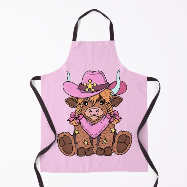 Item preview, Western Highland Cow Girl in Pink Cowboy Hat & Bows designed and sold by MiaBellaGirl.