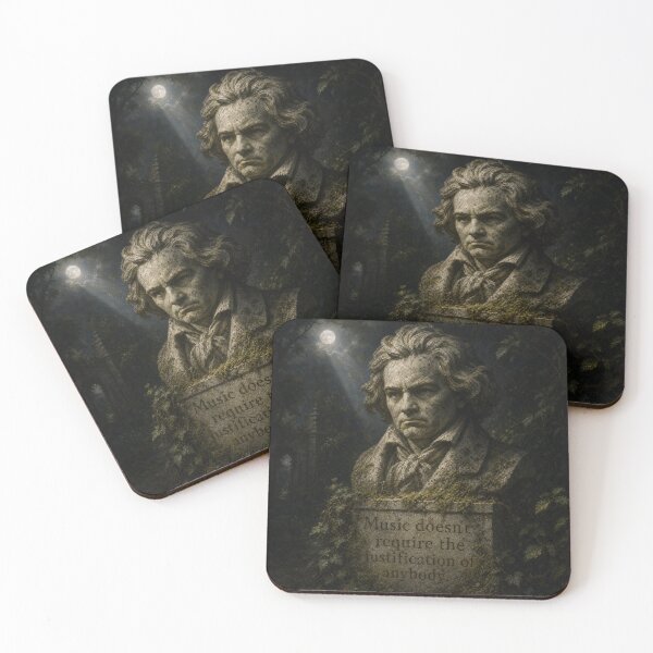 Item preview, Beethoven Quote: Music doesn't require the justification of anybody - Dark Academia Classical Music Independent Art designed and sold by DoReMiStudio.
