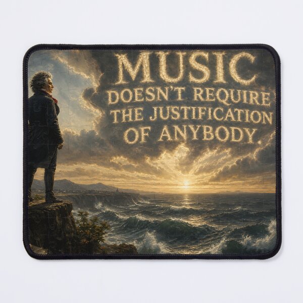 Item preview, Beethoven Quote: Music doesn't require the justification of anybody - Dark Academia Classical Music Independent Art designed and sold by DoReMiStudio.