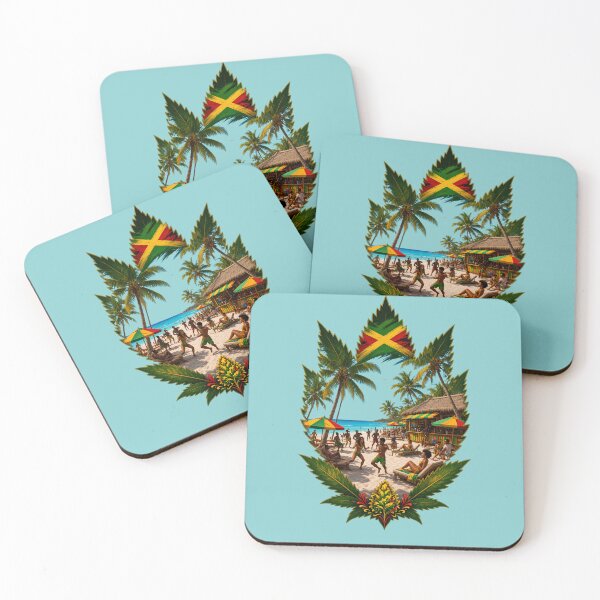Item preview, Jamaican Beach Reggae Vibes Cannabis Leaf Art designed and sold by digitalbob60.