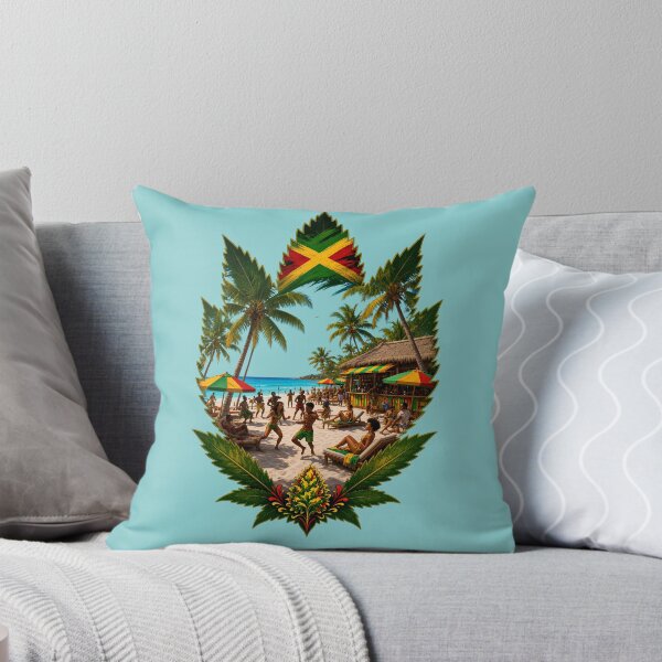 Item preview, Jamaican Beach Reggae Vibes Cannabis Leaf Art designed and sold by digitalbob60.