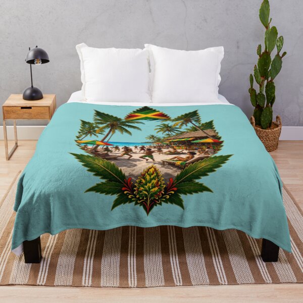 Item preview, Jamaican Beach Reggae Vibes Cannabis Leaf Art designed and sold by digitalbob60.