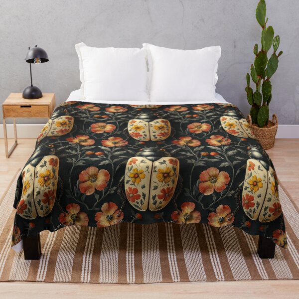 Item preview, Vintage Gothic Floral Poppy Beetle Pattern by Moose Disco designed and sold by MooseDisco.