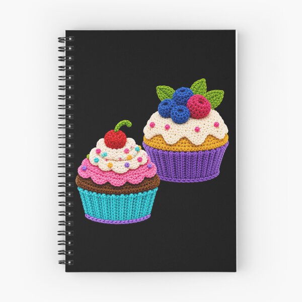 Item preview, Retro Crochet-Style Pair of Cupcakes Print  Black Shapes Mania designed and sold by Shapes-Mania.