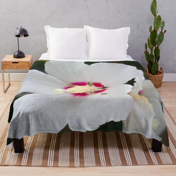Item preview, White Hibiscus Bloom with Pink Center Photo designed and sold by NikaNavi.