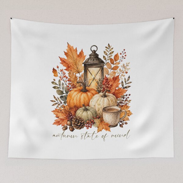 Item preview, Cozy Autumn State Of Mind Pumpkin Lantern Watercolor designed and sold by ElcastDesigns.