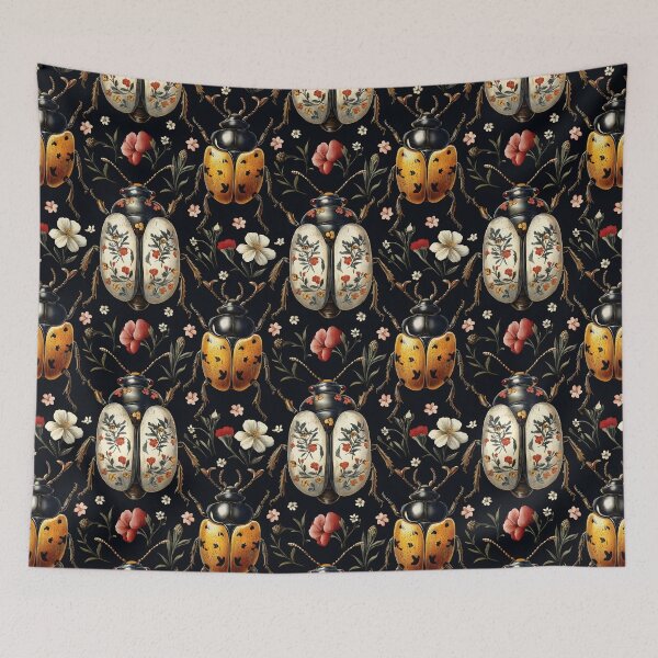 Item preview, Vintage Gothic Mixed Floral Beetle Pattern by Moose Disco designed and sold by MooseDisco.