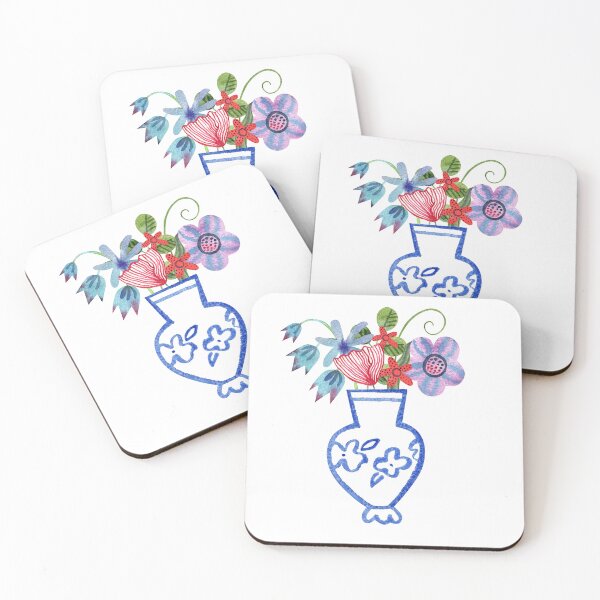 Item preview, Colorful Flower Bouquet in Blue Vase designed and sold by White Rabbit Design .