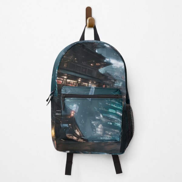 Item preview, Sci-Fi Chinese Cyberpunk City Wall Art, Neon Pagoda Poster designed and sold by AetherianArchive.