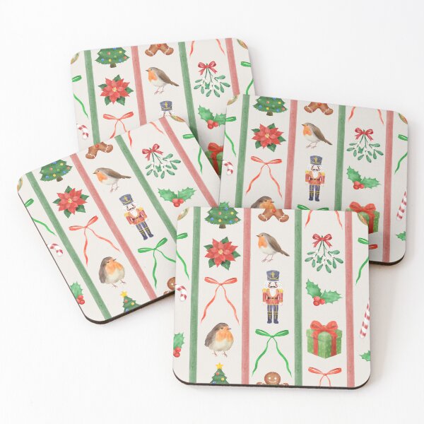 Item preview, Vintage Christmas Watercolor Stripes on Cream designed and sold by QuestingPixel.